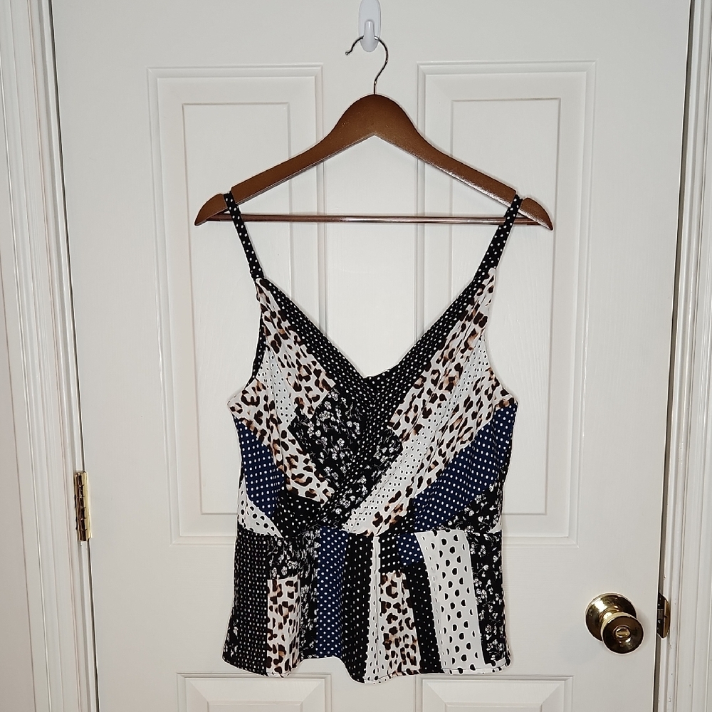 CAbi Crossover Cami Tank Polka Dot Animal Print Style 3787 Size 6